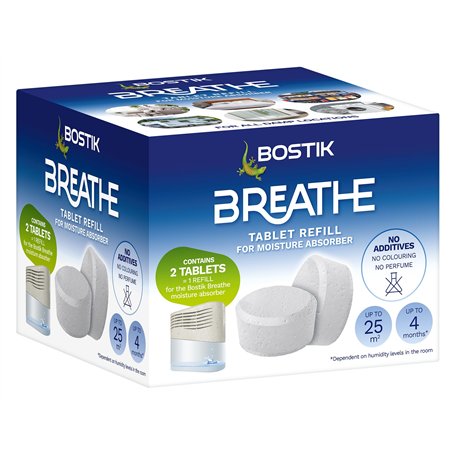 Bostik Breathe Lot de 2 tablettes de recharge pour déshumidificateur sans colorant et sans parfum