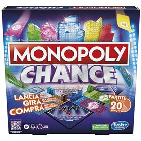Hasbro Gaming Monopoly Chance Jeu de société rapide avec parties de 20 minutes, jeu pour familles de 2 à 4 joueurs à partir de 8 Hasbro Gaming Monopoly Chance Jeu de société rapide avec parties de 20 minutes