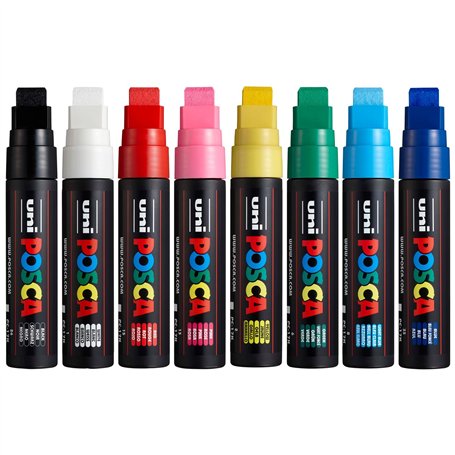 Posca PC-17K Lot de 8 marqueurs permanents à base d'eau Pointe biseautée 15 mm