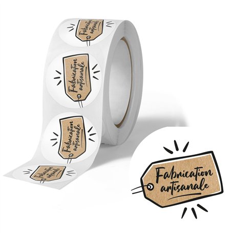 Avery - 500 étiquette Fabrication Artisanale Autocollantes en rouleau - Ø 35 mm - Fabrication Artisanale - 1 rouleau de 500 Stic