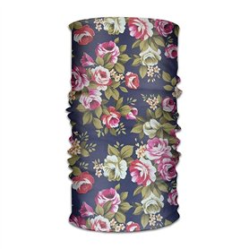 Navy Floral Print Multifunctional Magic Headwear 12-en-1 Men&Women Tube Scarf Facemask Headbands Neck Gaiter Bandana Balaclava H