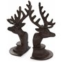 Satchville Paire de serre-livres en fonte avec tête de cerf - Style vintage - Marron - Hauteur 20 cm x longueur 8 cm x largeur 1
