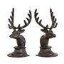Satchville Paire de serre-livres en fonte avec tête de cerf - Style vintage - Marron - Hauteur 20 cm x longueur 8 cm x largeur 1