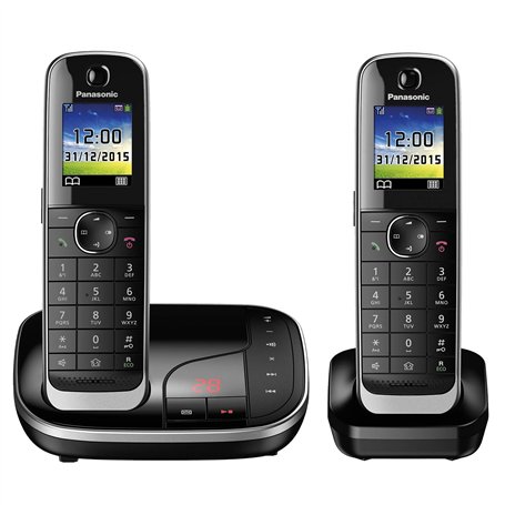 Panasonic téléphone sans fil KX-TGJ322GB Duo avec répondeur (version allemande!) - noir - incl. 1 zusätzliches extra combiné sup