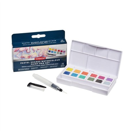Derwent Pastel Shades - Palette de Peintures Aquarelles avec 12 Demi-Godets de Peinture