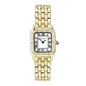SEKONDA Monica Ladies 40642 Montre à quartz 20 mm, boîtier en alliage doré et bracelet avec pierres et cadran blanc, Bracelet SEKONDA Monica Ladies 40642 Montre à quartz 20 mm