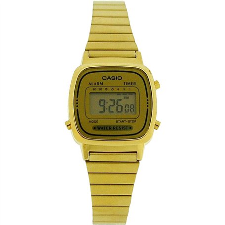 Casio LA670WGA-9DF Montre Bracelet en résine et Acier Inoxydable Doré/Jaune