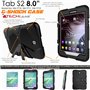TECHGEAR G-Shock Étui pour Galaxy Tab S2 8.0 Housse Coque Rigide, Très Haute Protection Anti-Choc avec Support Amovible Compatib