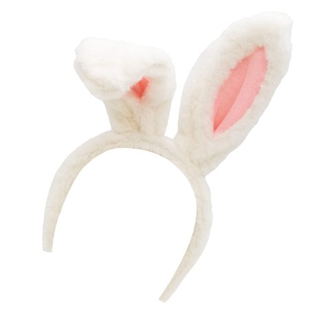 TRIXES Bandeau avec oreilles de lapin de Pâques - Blanc et Rose - Accessoire de Costume de Robe de Fantaisie