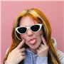 TRIXES Lunettes de soleil rétro blanches œil de chat – Lunettes fantaisie pour femmes – Accessoire Halloween – Style vintage