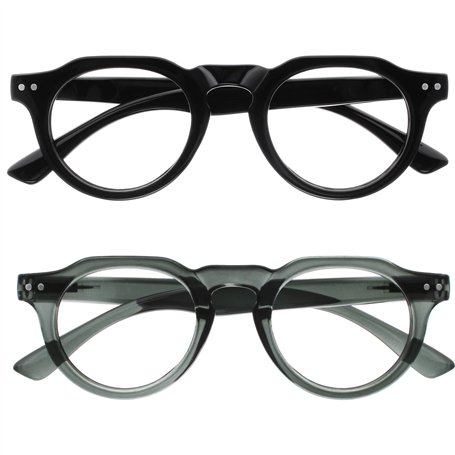 OPULIZE RIO Lunettes de Lecture Anti-Lumière Bleue Lot de 2 - Monture Partie Supérieure Droite - Noir