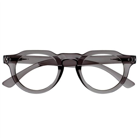 OPULIZE RIO Lunettes de Lecture Anti-Lumière Bleue - Monture Partie Supérieure Droite - Gris - Hommes et Femmes - Charnières à R
