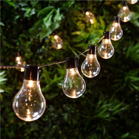 Lights4fun Guirlande Lumineuse Guinguette 20 Boules LED Blanc Chaud à Piles pour Intérieur