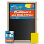 Tableau noir pour enfants | Petit tableau noir de 21 x 28 cm avec gomme et 6 craies | Mini tableau noir pour murs | Tableau noir