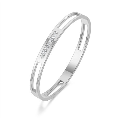 Philip Jones Bracelet jonc en acier inoxydable créé avec des cristaux Zircondia® (17