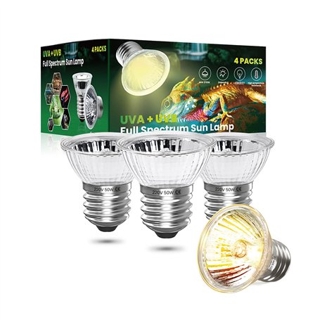 CucuGo 50W E27 Lampe tortue terrestre UVA UVB Chauffante Dimmable ampoule terrarium blanc chaud 2700K lampe tortue UVA UVB ampou