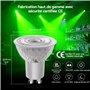 BrightWish Lot de 4 ampoules LED GU10 vertes 5 W, intensité non variable, lumière verte pour décoration et éclairage d'accentuat