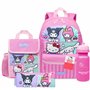 Hello Kitty Sanrio Sac à Dos Fille Kit Scolaire 4 Pièces Trousse Kawaii Sac Isotherme Repas Gourde 600ml Kuromi Cinnamoroll