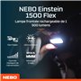 NEBO Einstein 1500 Flex - Lampe frontale rechargeable avec 5 modes d'éclairage - Accessoires de camping et de randonnée - Lampe 