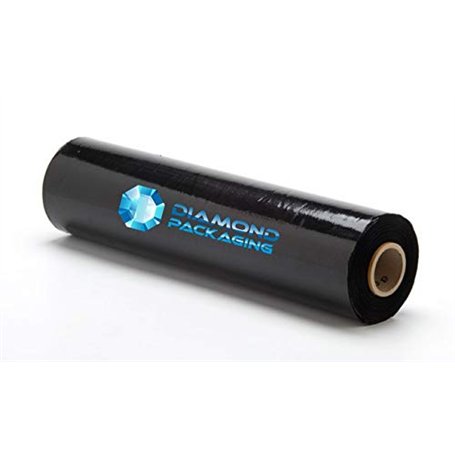 Diamond Packaging 1 film étirable noir de qualité pour palette | Taille – 400 mm x 200 m | Idéal pour l'emballage | Livraison ra