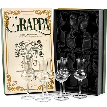 Lot de 6 verres à pamppa et cordial en cristal | Petits verres à spiritueux à tige longue de 85 g pour liqueur