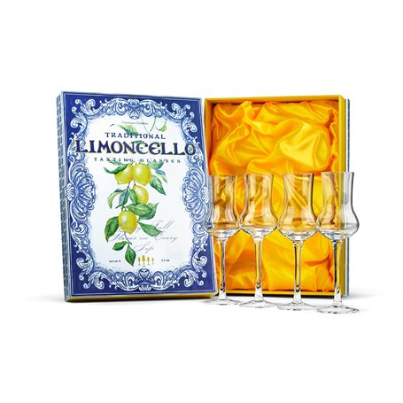 Lot de 4 verres à spiritueux en cristal pour limoncello | Verres à spiritueux à long pied de 93