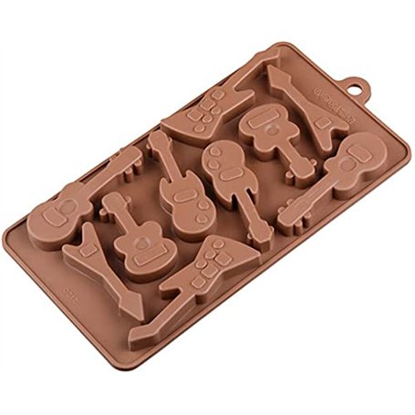 Selecto Bake Moule à Chocolat Forme de Divers Musique Guitare 10 Cavités Moules en Silicone pour Bonbon Glace Petit Savon Décora