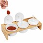 BELLE VOUS Ensemble de Ramequin avec Couvercle et Cuillères en Céramique - 3 Récipients avec Plateau Apero en Bambou - Idéal pou