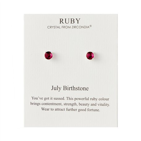 Boucles d'oreilles avec pierre de naissance de juillet (rubis) créées avec des cristaux Zircondia®