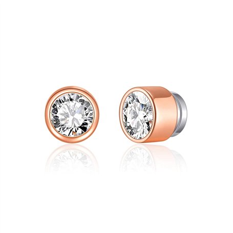 Boucles d'oreilles magnétiques à clip de 6 mm plaquées or rose créées avec des cristaux Zircondia®