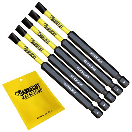 5 x SabreCut SCRSL689_5 89 mm SL6 Jeu d'embouts de tournevis à percussion magnétique à fente Single End Heavy Duty Compatible av