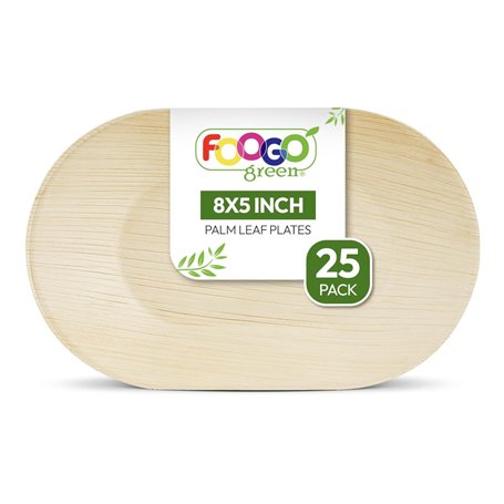 FOOGO Green 25 Plateaux de Service Jetables Feuille de Palmier