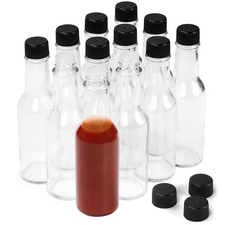 BELLE VOUS Mini Bouteille Verre Sauce Piquante (Lot de 12) - 150 ml - Petites Bouteilles en Verre avec Embout Goutte à Goutte et