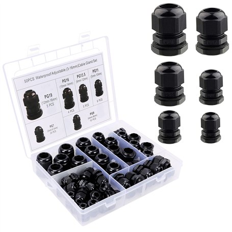 Belle Vous Lot de 50 Presse Etoupe Réglable - Joints en Plastique 3-16 mm PG7