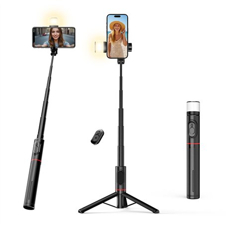 Moman Selfie Stick Trépied avec Lumière de Remplissage