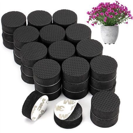 Belle Vous Lot de 40 Pied Pot de Fleur Invisible - Pied Caoutchouc Noir pour Plantes - Tampon Antidérapant Auto-Adhésif pour Pot