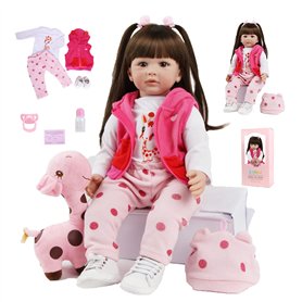 SYP Reborn Poupée Bébé Fille 24 Pouces 60cm Silicone Vinyle Reborn Fille Bébé Reborn Réaliste Reborn Babys Dolls Cadeau d'annive SYP Reborn Poupée Bébé Fille 24 Pouces 60cm Silicone Vinyle Reborn Fille Bébé Reborn Réaliste Reborn Babys Dolls Cadeau d'annive