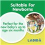 LADIDA Transat pour bébé, thème safari lumineux et coloré, musique apaisante et vibration pour se détendre et divertir bébé