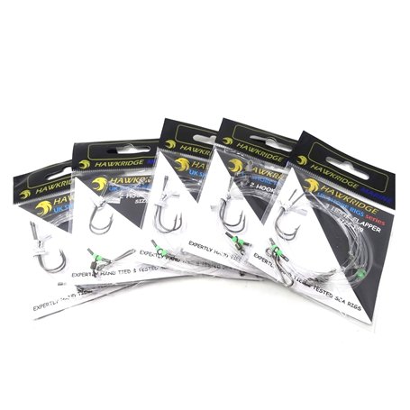 HAWKRIDGE Rig Pro Series – 5 paquets de bas de ligne à double crochet de qualité commerciale – Idéal pour la pêche en mer et en