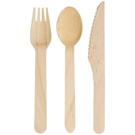 Ensemble de couverts en bois 150 pièces jetables