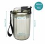 BELLE VOUS Gourde Cafe en Plastique Nervuré Noir Givré avec Couvercle - Tasse de Voyage 480 ml - Mug Voiture Réutilisable pour C