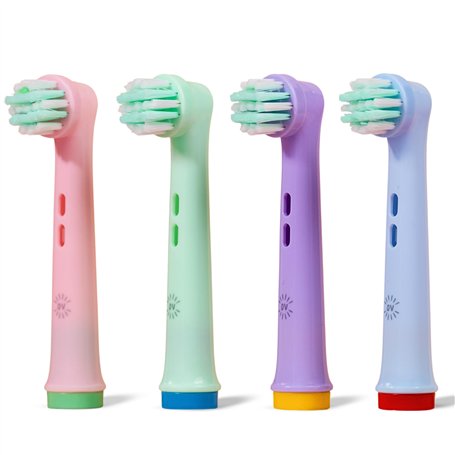 Brossette Compatible Oral B Enfant | OralVista Pack de 4 Têtes de Brosse à Dents Électriques Colorées pour Enfants | Doux pour l