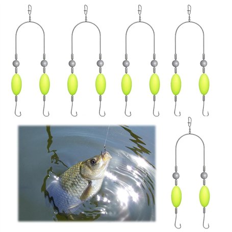 WUBAYI Lot de 10 hameçons doubles anti-crochets pour pêche à la carpe avec design anti-enchevêtrement