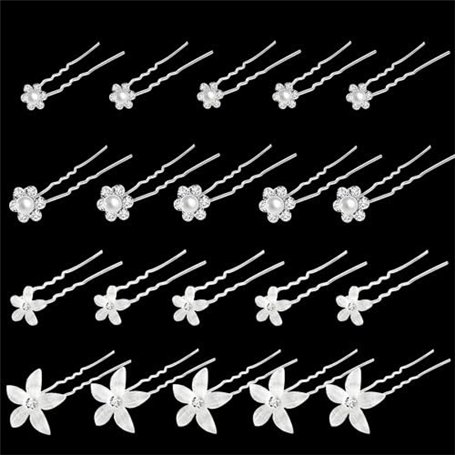 Épingles à Cheveux de Mariage - Set de 20 Pièces avec Perles