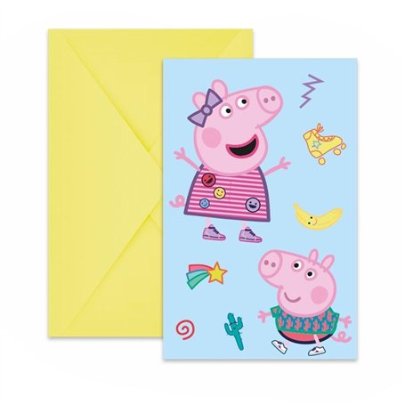 Procos - Invitations avec enveloppe Peppa Pig Messy Play en papier FSC
