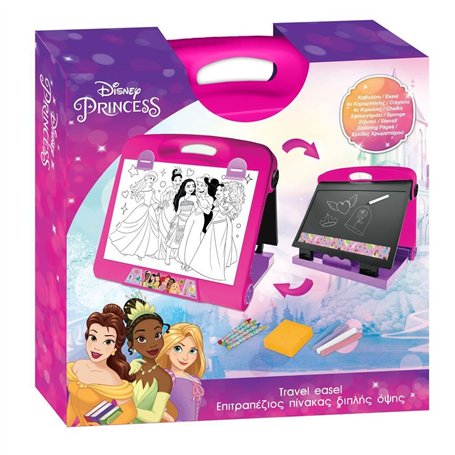 Chevalet de table double face Princesse Disney 2 en 1 | Tableau blanc et tableau noir pour enfants | Tableau à dessin