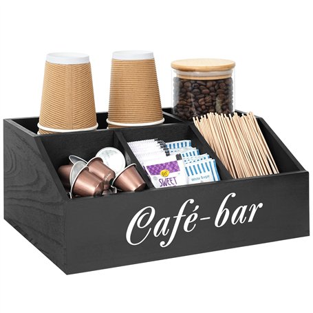 Winter Shore Rangement Cafe en Bois pour Comptoir - Aménagement Coin Cafe & Accessoires pour Bureau Moderne - Organisateur cafe