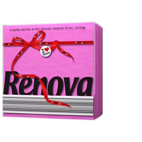 Renova Serviettes en papier Red Label Fuchsia - 70 serviettes