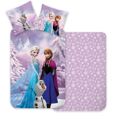Disney La Reine des Neiges Parure de lit pour enfants - Housse de couette 100 % coton 100 x 140 cm et taie d'oreiller 40 x 45 cm