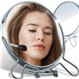 Retoo Miroir cosmétique double face avec grossissement 1x et 2x - Miroir de maquillage argenté - Miroir de table pivotant à 360°